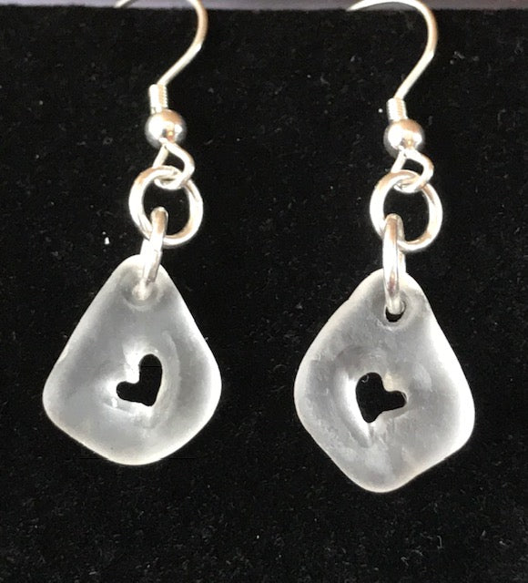 White Floppy Heart Earrings