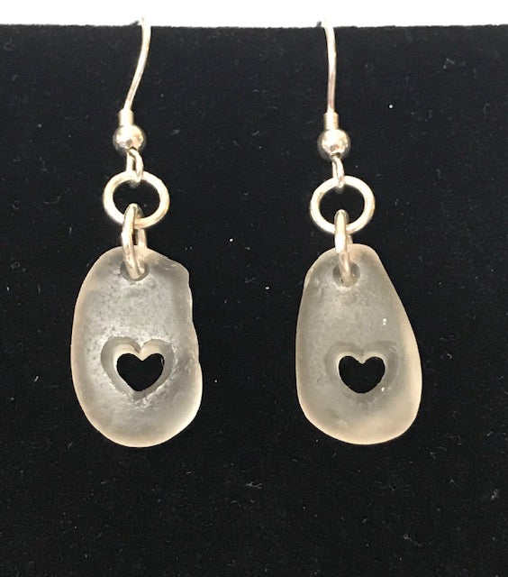 White Straight Heart Earrings