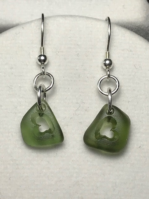 Olive Floppy Heart Earrings