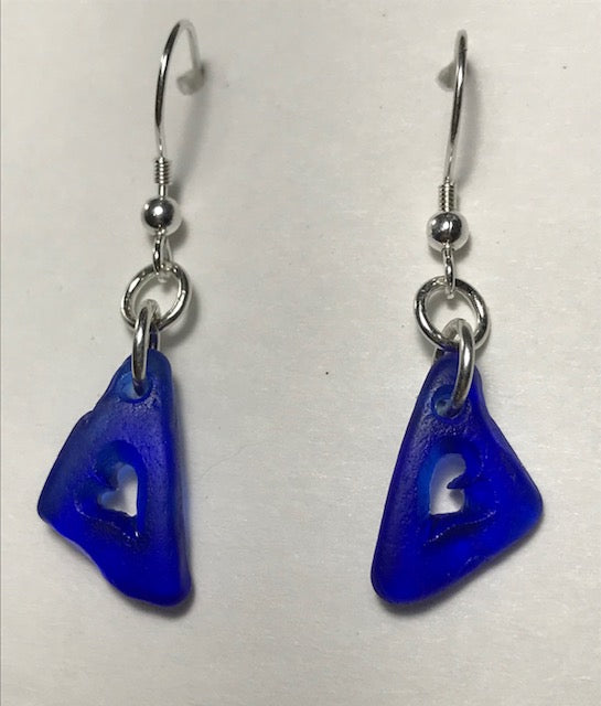 Cobalt Blue Floppy Heart Earrings