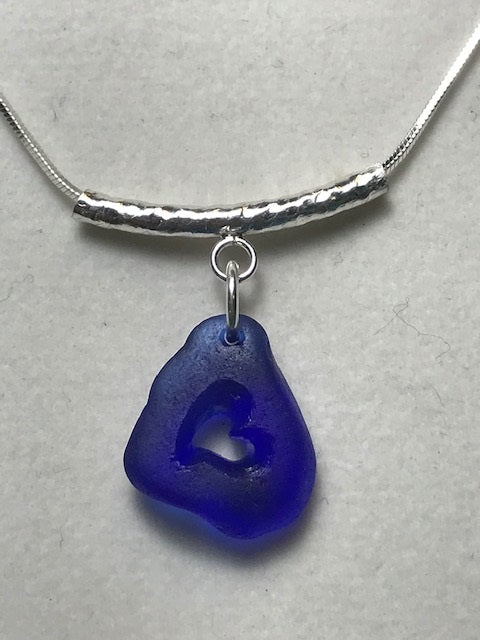 Cobalt Blue Floppy Heart Necklace