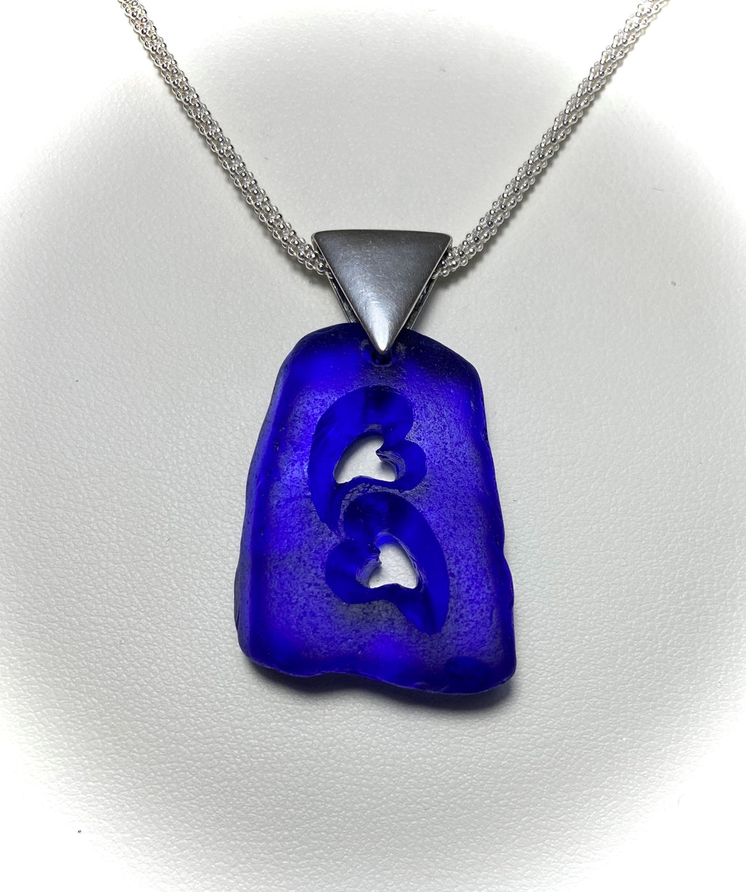 Cobalt Blue Tumbling Hearts Necklace