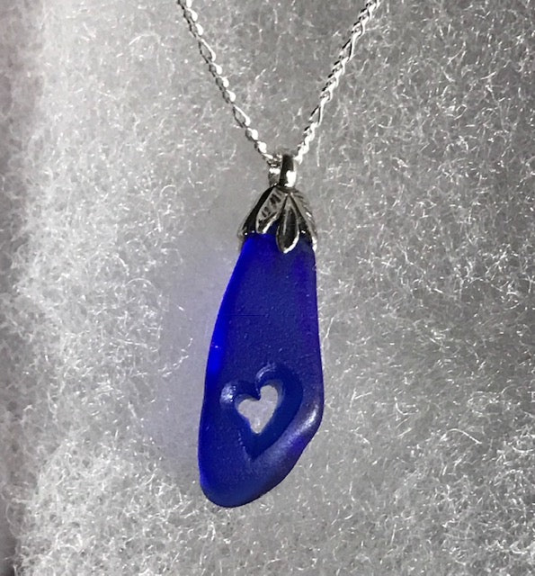 Cobalt Blue Floppy Heart Necklace