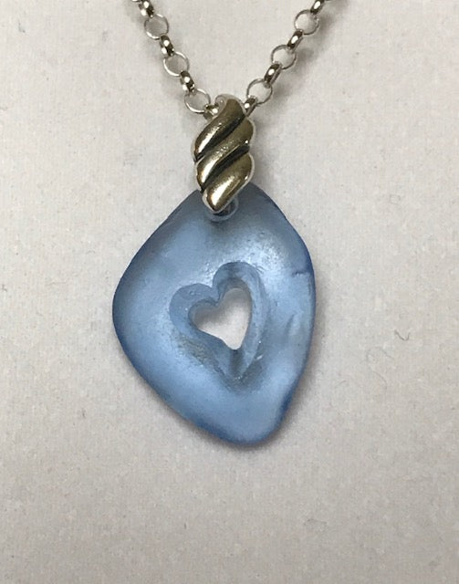 Blue Hydrangea Floppy Heart Necklace