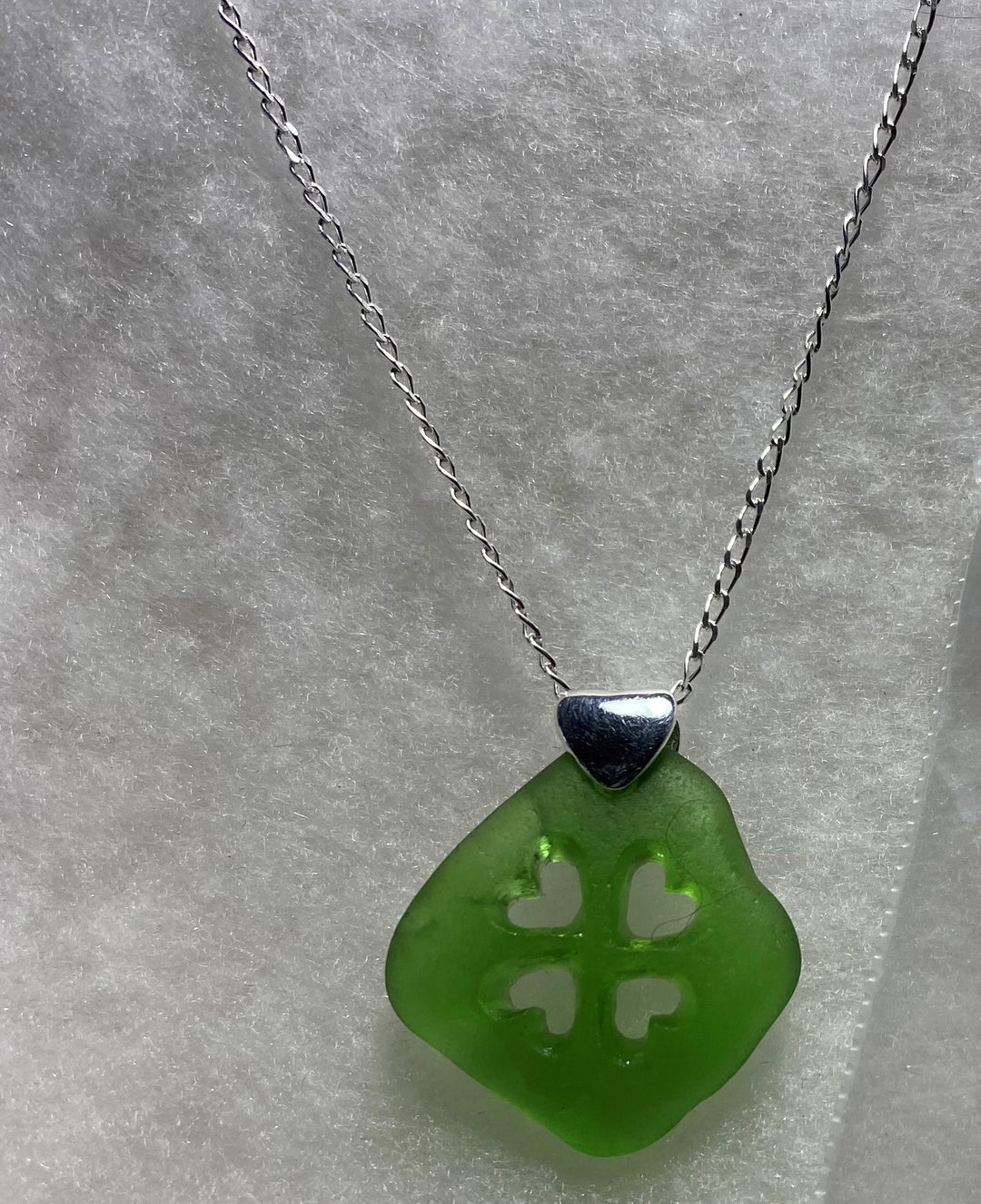 Four Heart Kelly Green Necklace