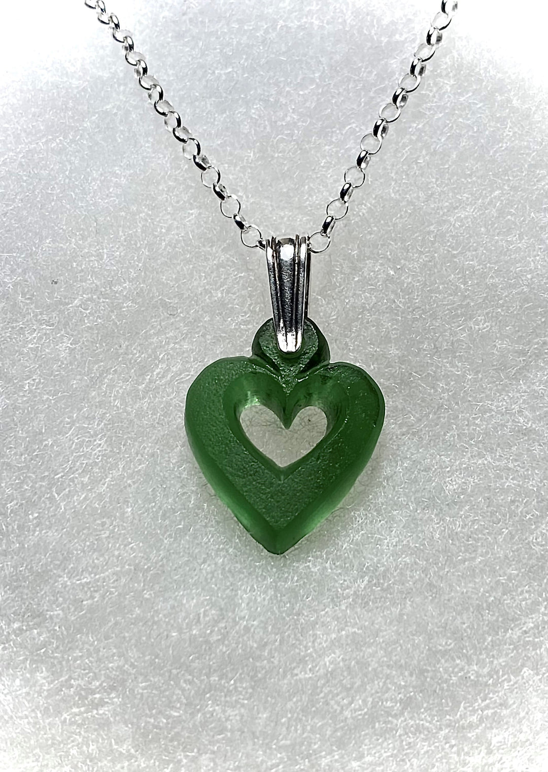 Carved Heart Necklace Forest Green