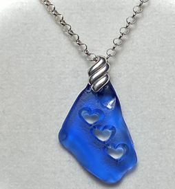 Triple Heart Necklace Cornflower Blue