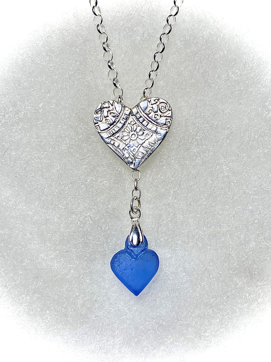 Heart Necklace Cornflower Blue