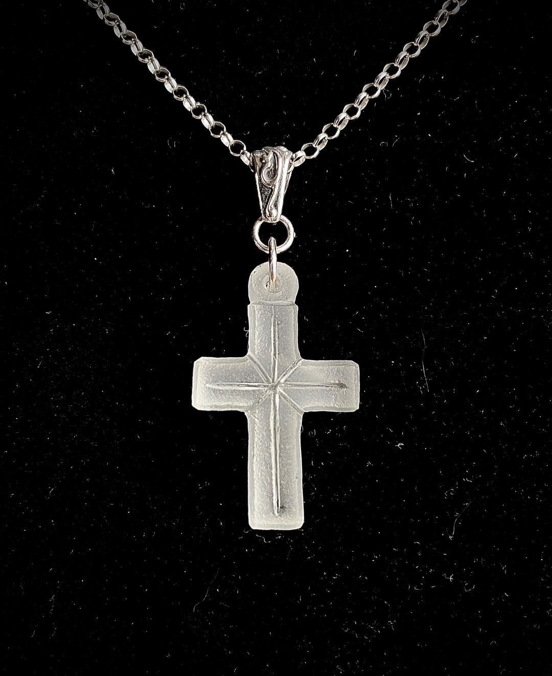 Cross Necklace Clear White