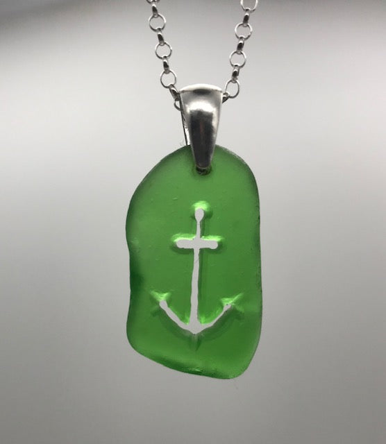 Kelly Green Anchor Necklace