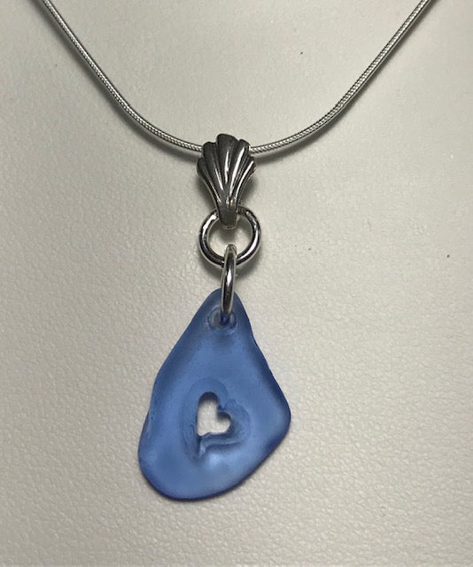 Cornflower Blue Floppy Heart Necklace