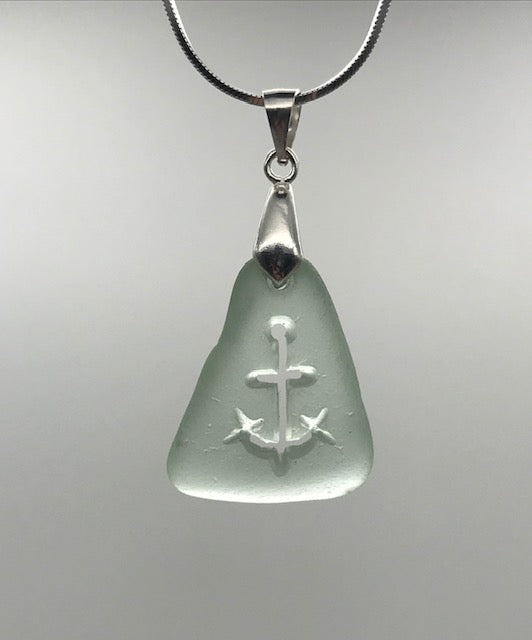 Seafoam Green Anchor Necklace