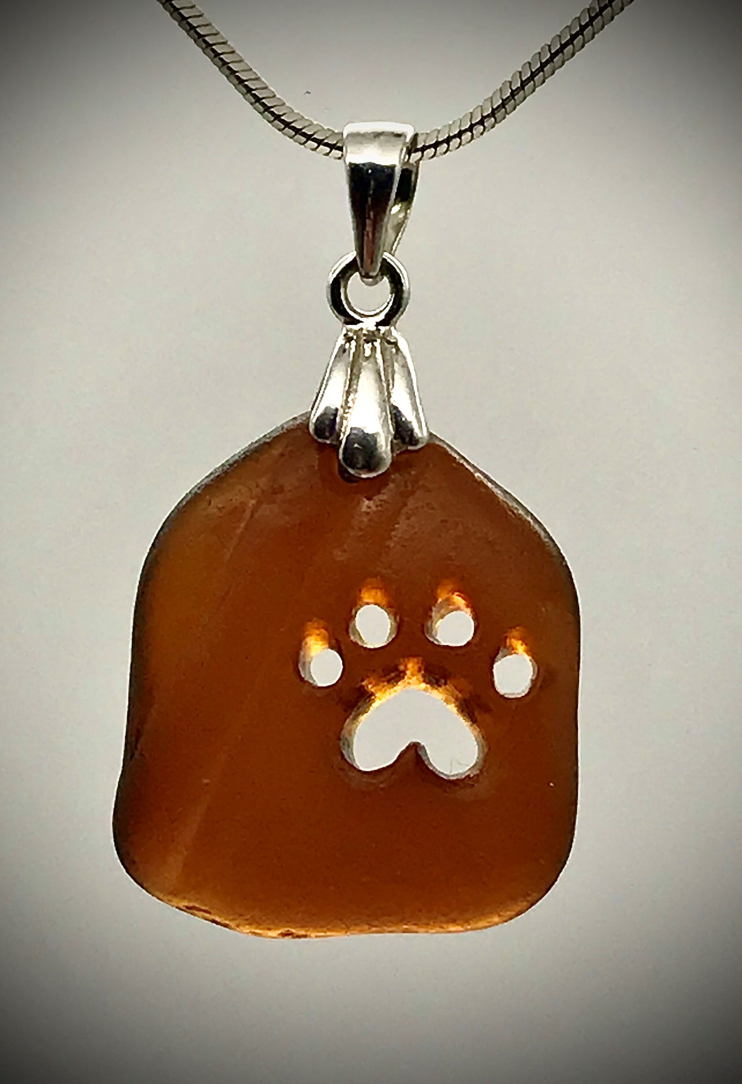 Amber Paw Print Necklace