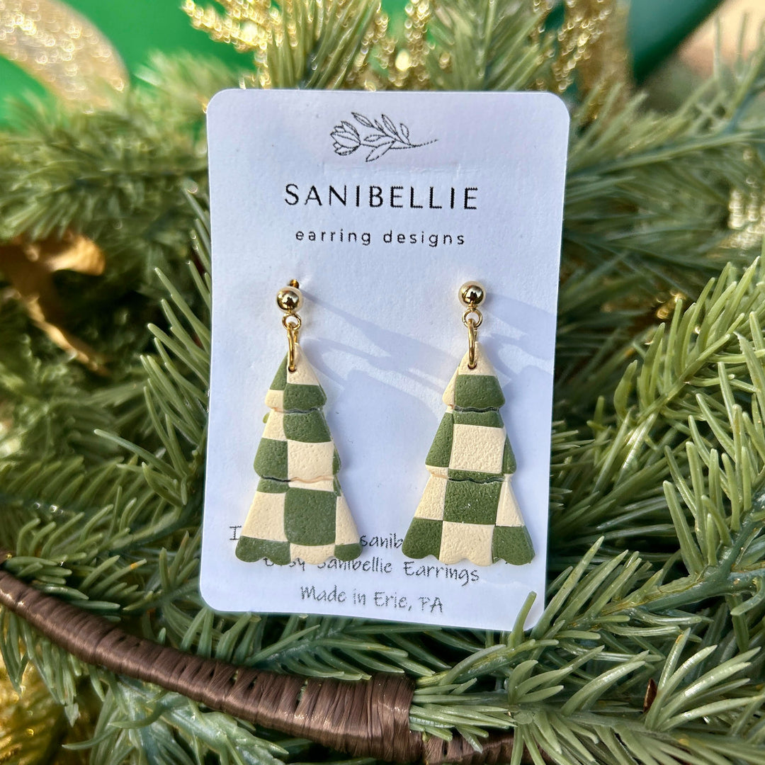 Checkered Tree Earrings