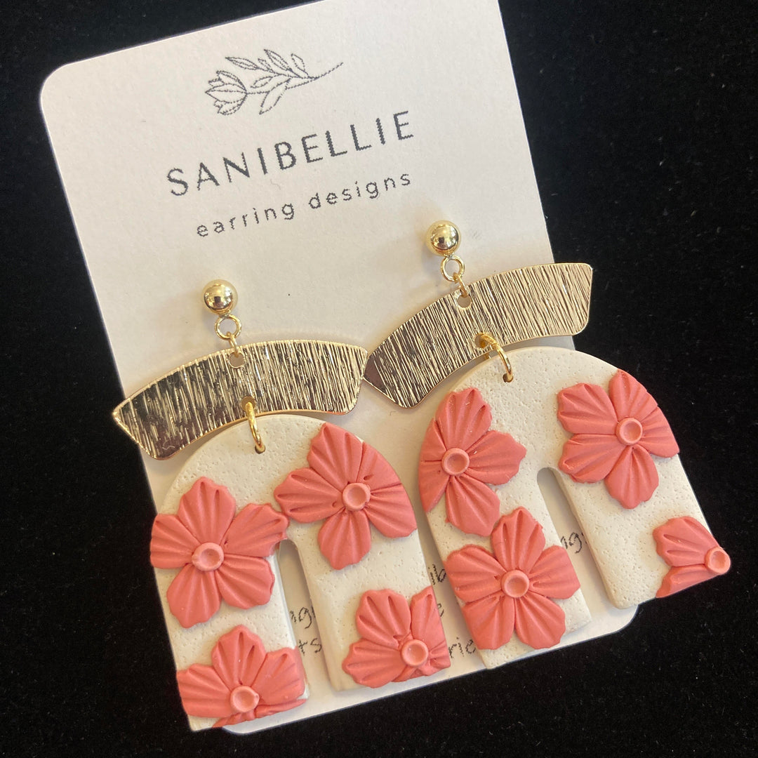 Floral Arch Coral Earrings