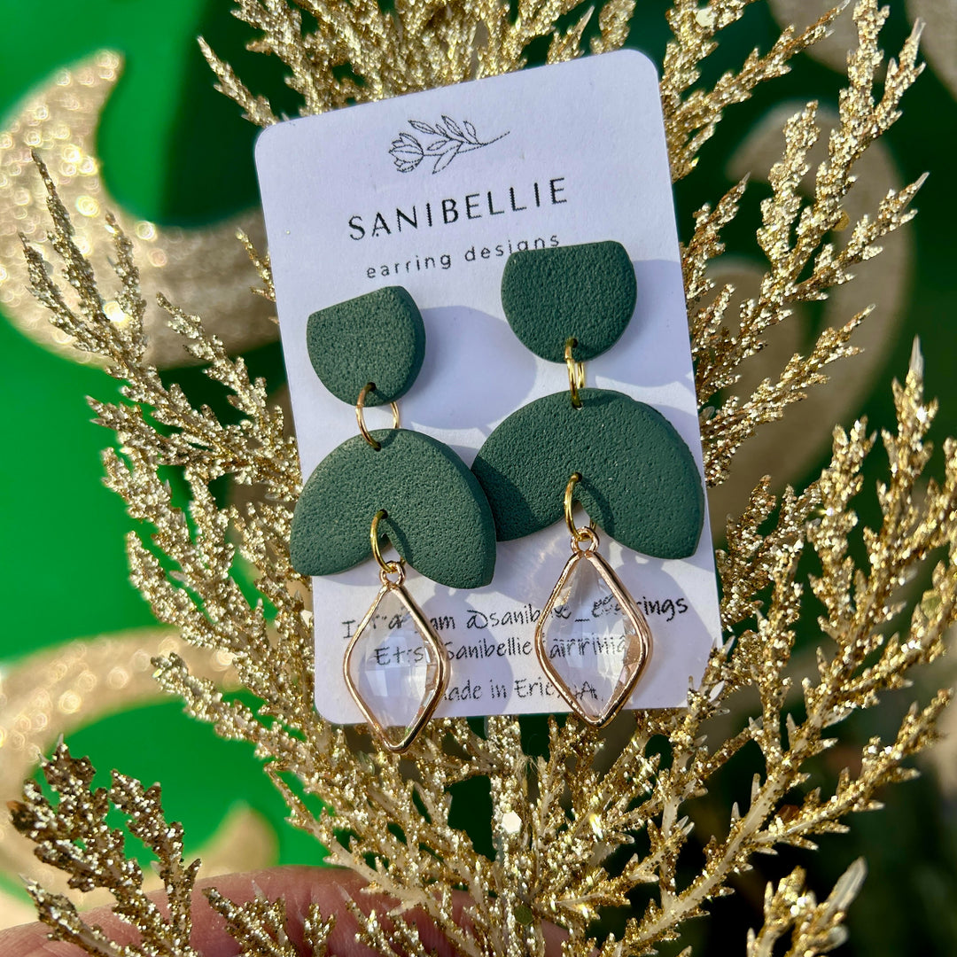 Gem Trio Green Earrings