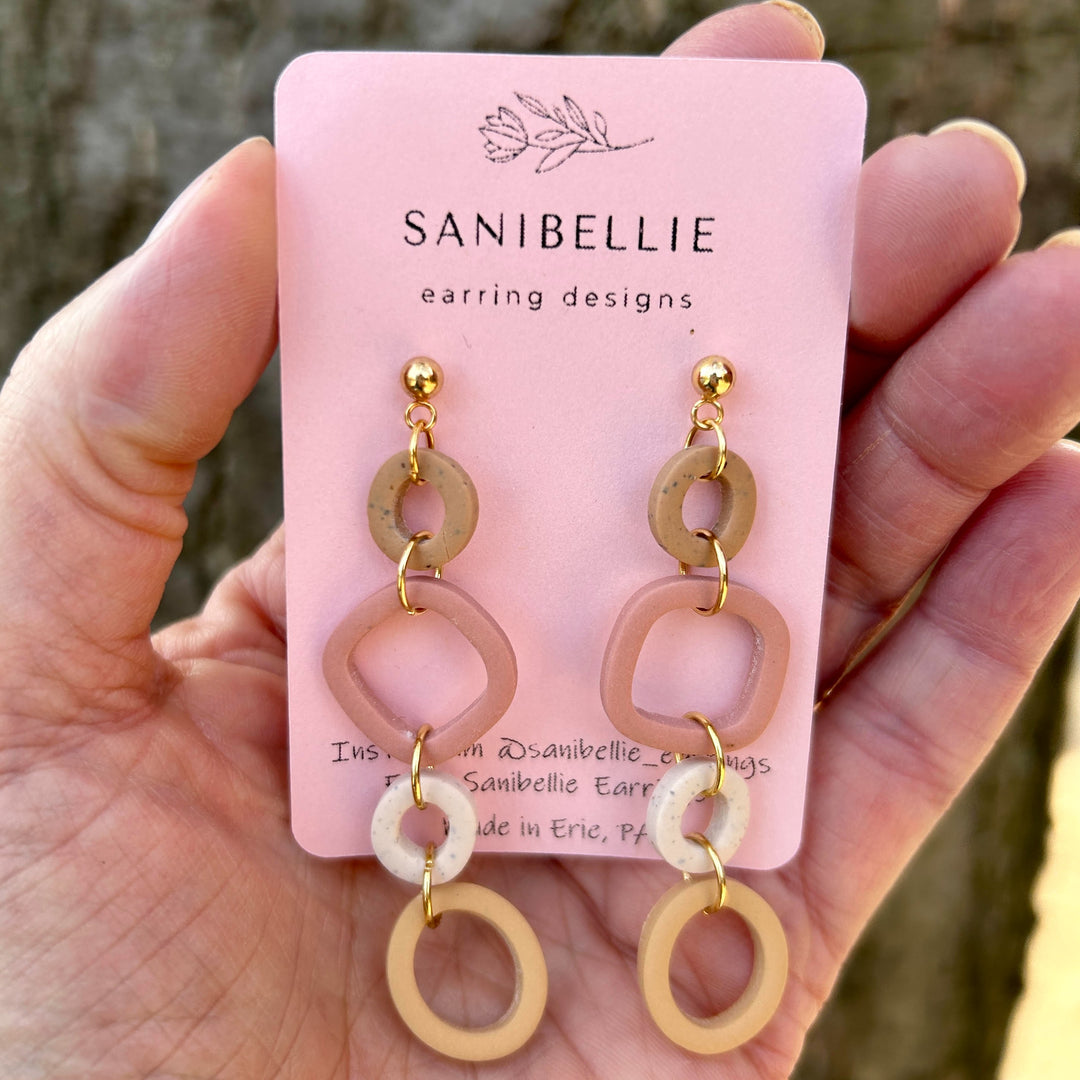 Open Circles Earrings Browns + Pink