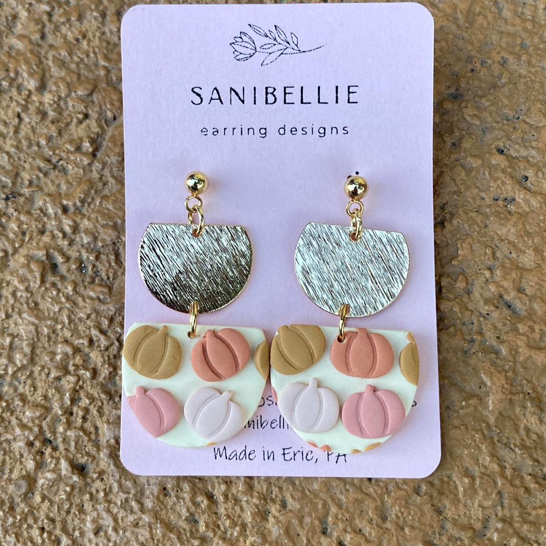 Pink + Orange Pumpkin Earrings