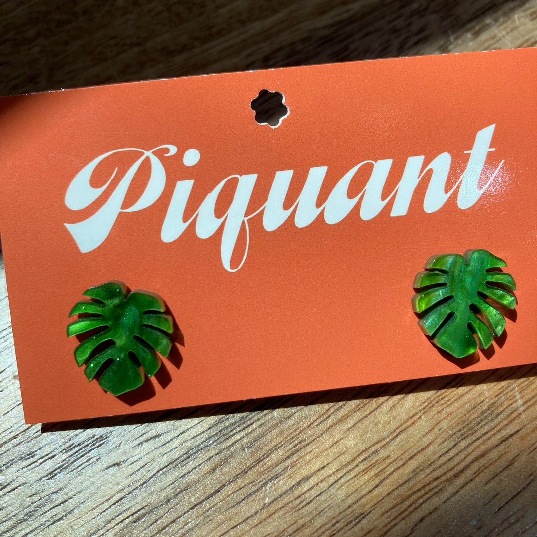 Monstera Stud Earrings