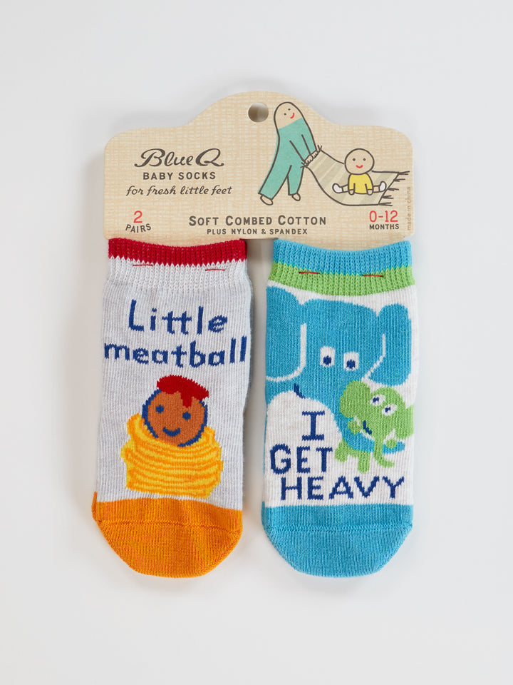 Little Meatball/I Get Heavy Baby Socks