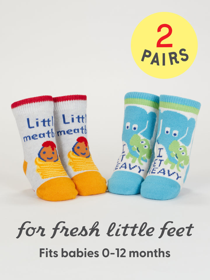 Little Meatball/I Get Heavy Baby Socks