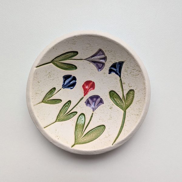 Pottery Dish Bowl - Singing Flowers
