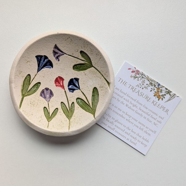 Pottery Dish Bowl - Singing Flowers