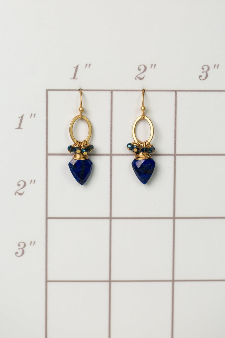 Starry Night Cluster Earrings Blue Crystal + Lapis
