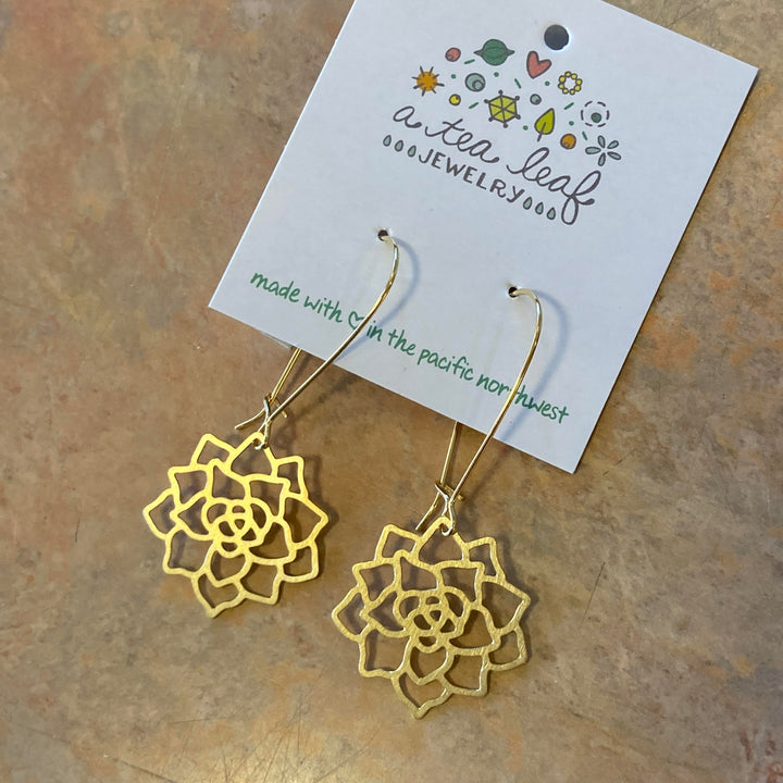 Succulent Earrings Gold