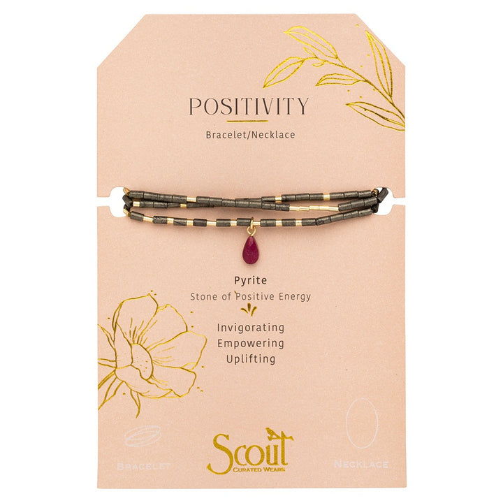 Teardrop Stone Wrap Pyrite /Fuchsia / Gold
