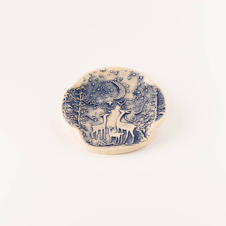 Blue Deer Moon Garden Spoon Rest