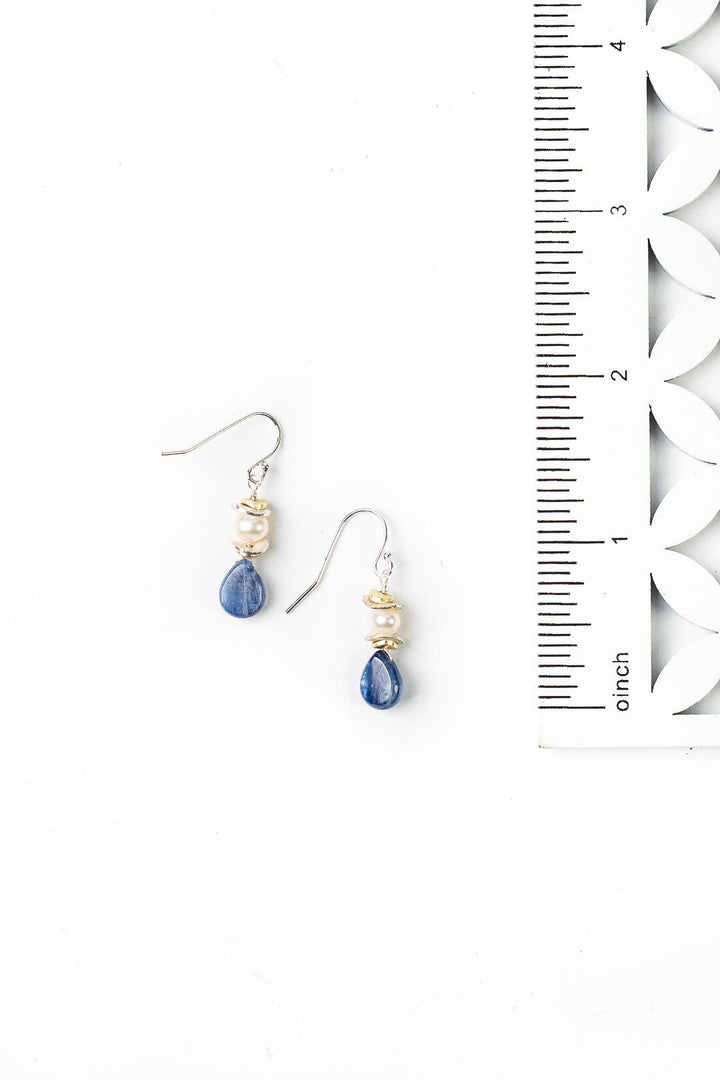 Seaside Kyanite Pearl Dangle Earrings