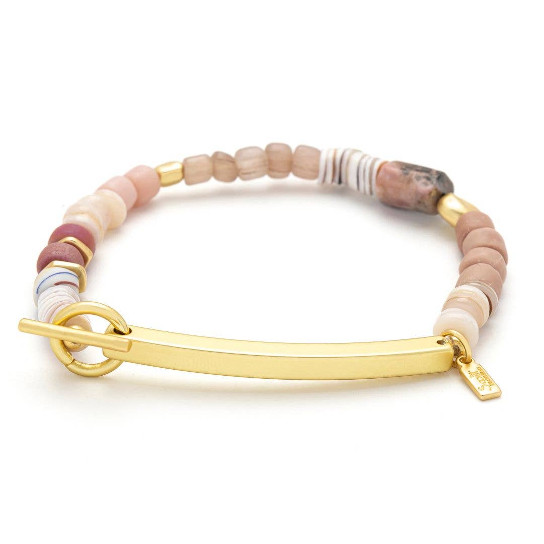 Loved Hidden Message Bracelet Rhodochrosite + Gold