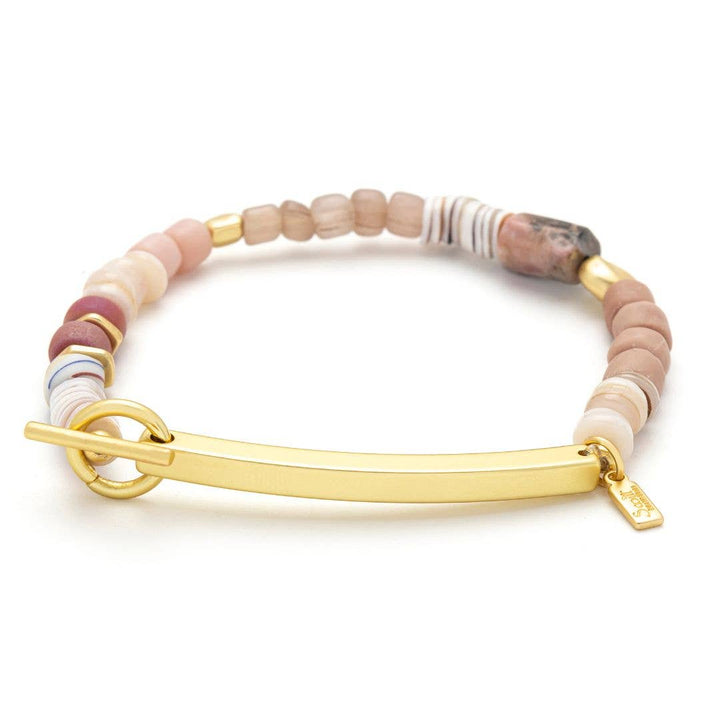 Loved Hidden Message Bracelet Rhodochrosite + Gold