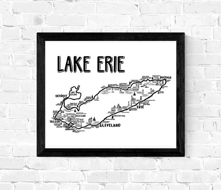 Lake Erie Map White