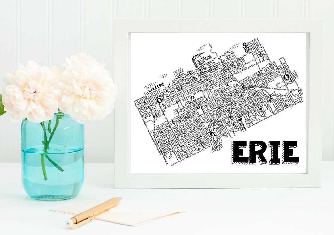 Erie Pennsylvania Map Print