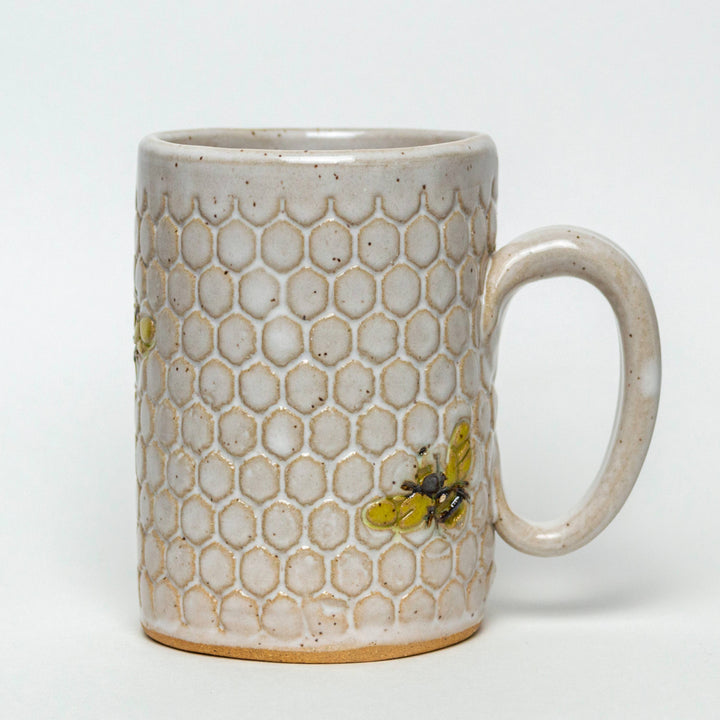 14 oz. Bee Pattern Ceramic White Mug