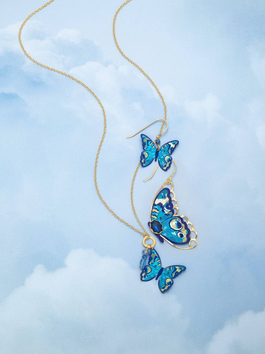 Mariposa Butterfly Wing Earrings Blue Radiance