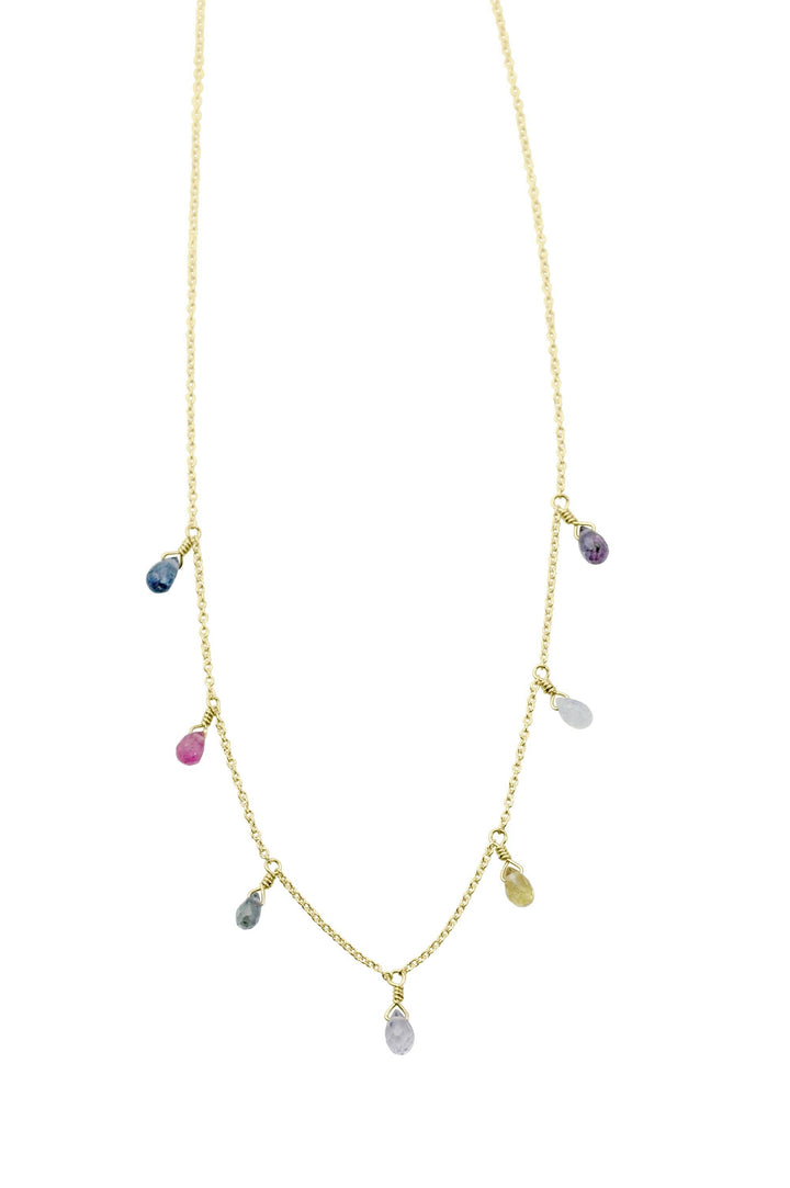 Chain with Multi Sapphire Drops Necklace Gold