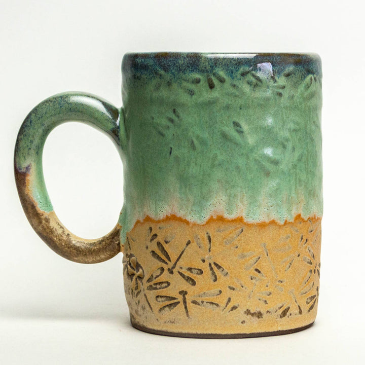 14 oz. Green Dragonfly Ceramic Chocolate Mug