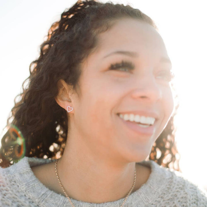 Hammered Heart Earrings Silver