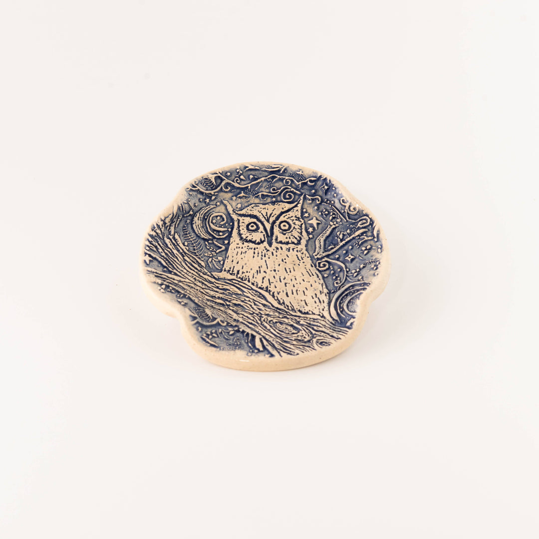 Blue Owl Perched Spoon Rest