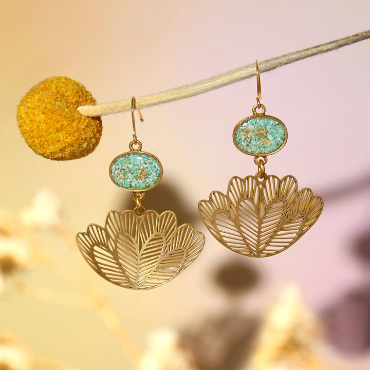 Crushed Gemstone Zoe Lotus Earrings