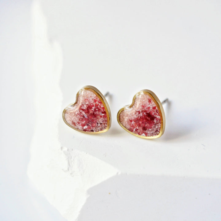 Gradient Stone Inlay Heart Shaped Stud Earrings