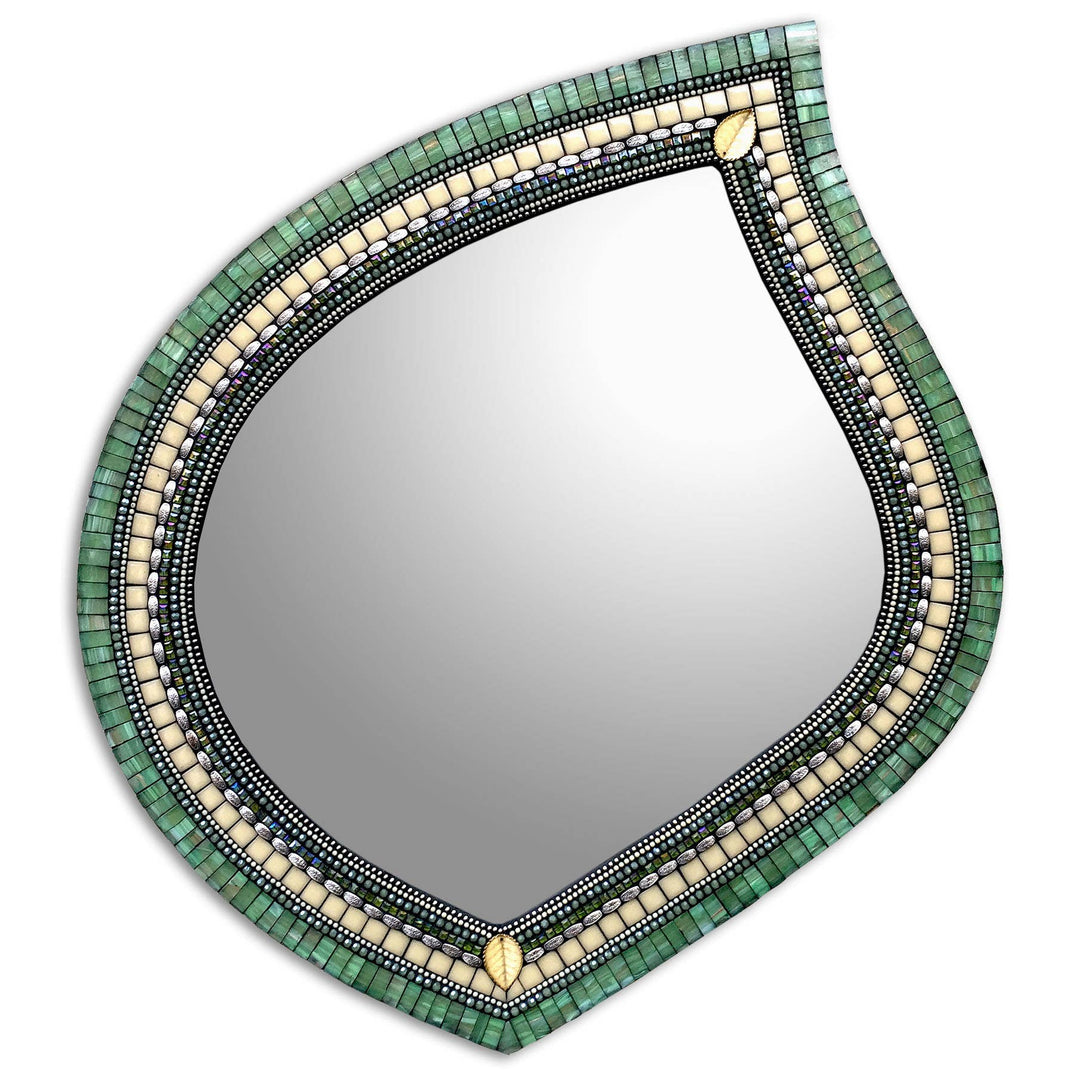 Leaf Mirror: Jade Cream 18"x16"