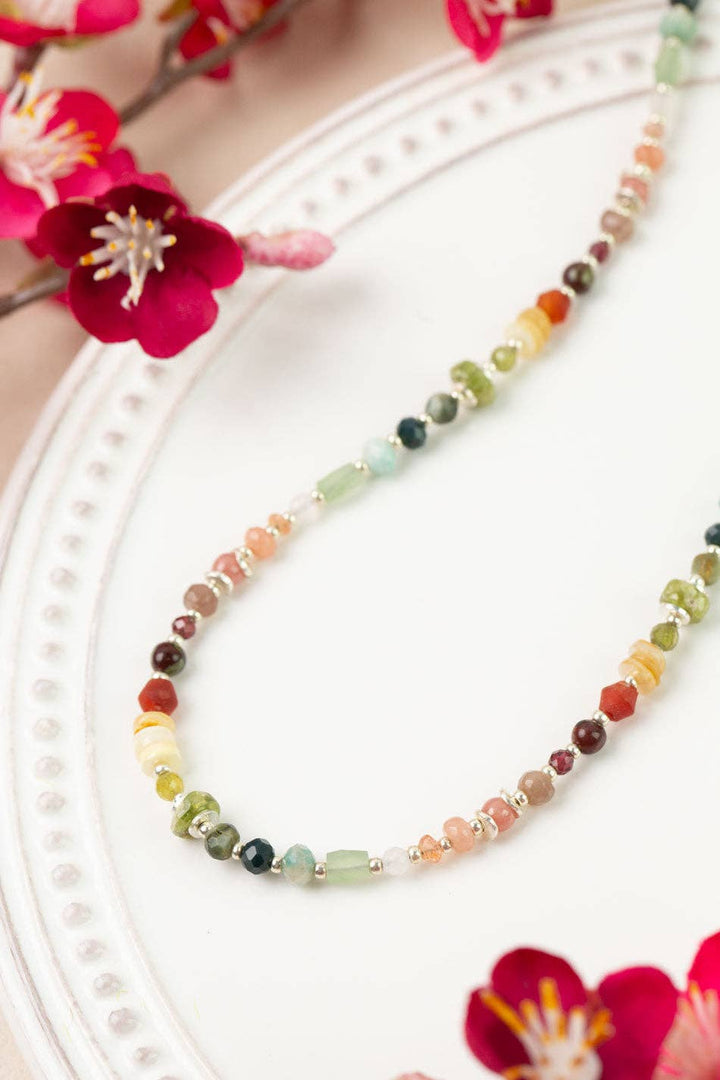 Revolution Moonstone, Carnelian, Gossular Garnet Collage Necklace