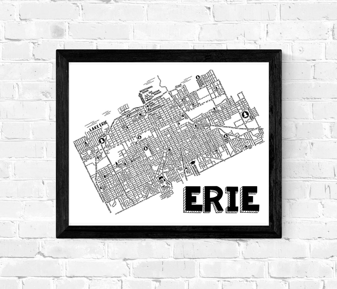 Erie Pennsylvania Map Print