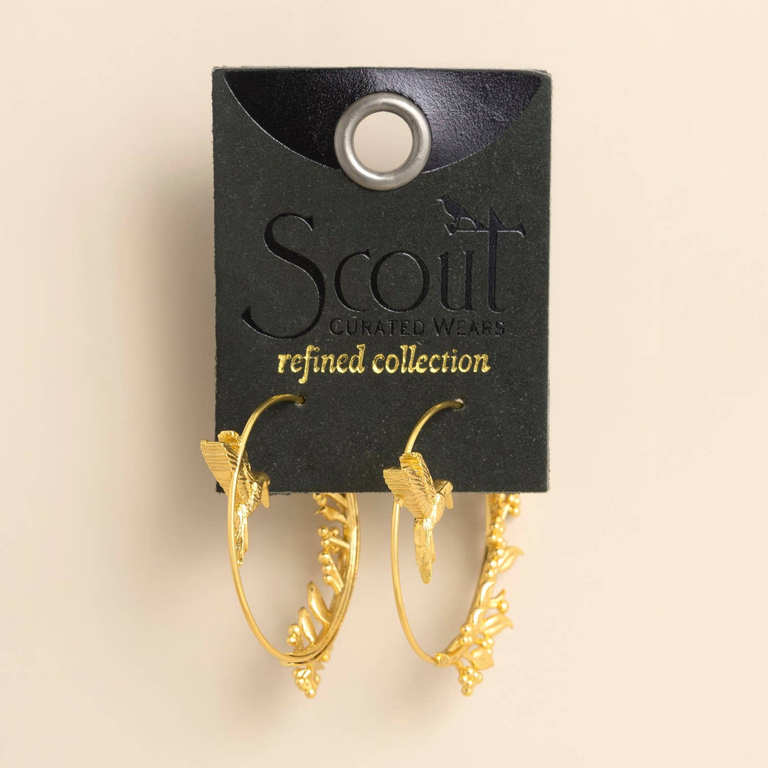 Hummingbird Hoop + Gold Refined Icon Earrings