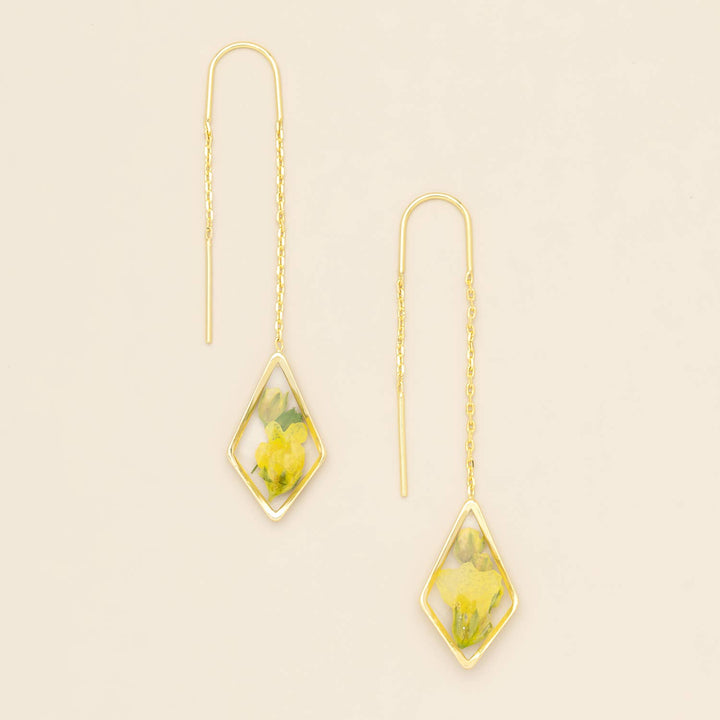 Pressed Flower Thread Earring - Yellow Baby&