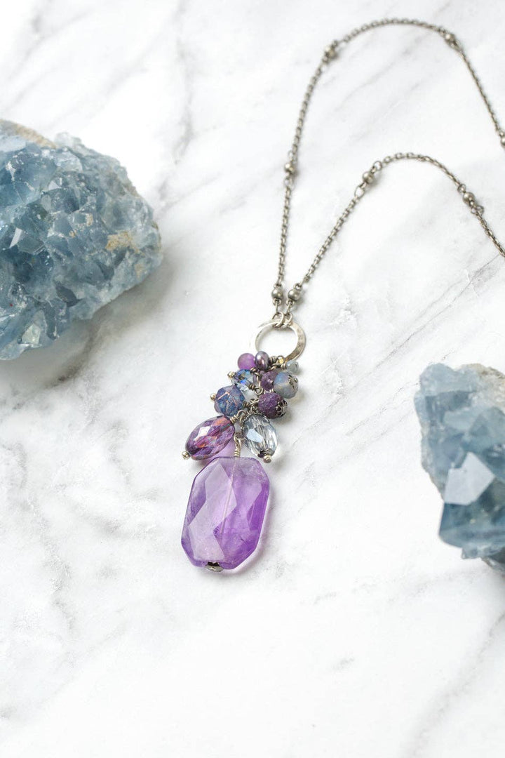 Reflections Amethyst + Crystal Cluster Necklace
